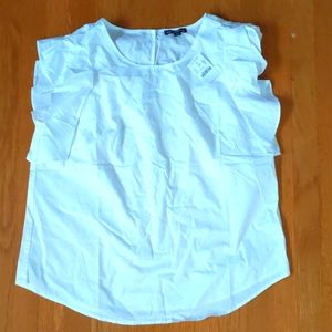 JCrew - White cotton ruffle sleeve blouse